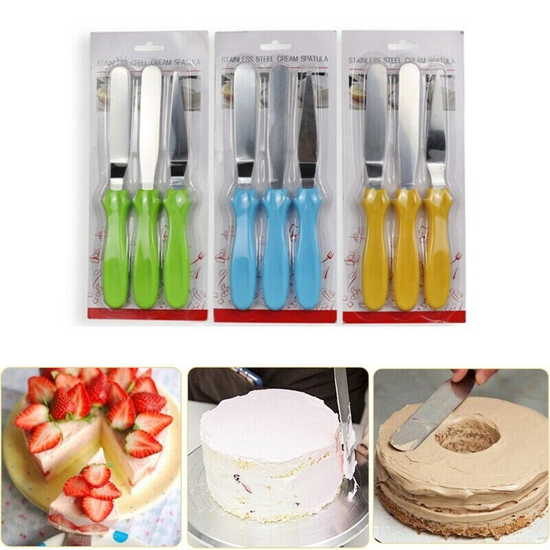 3pcs stainless steel cream spatula, Butter Cake Cream Smoother Spatula Fondant Pastry Tool