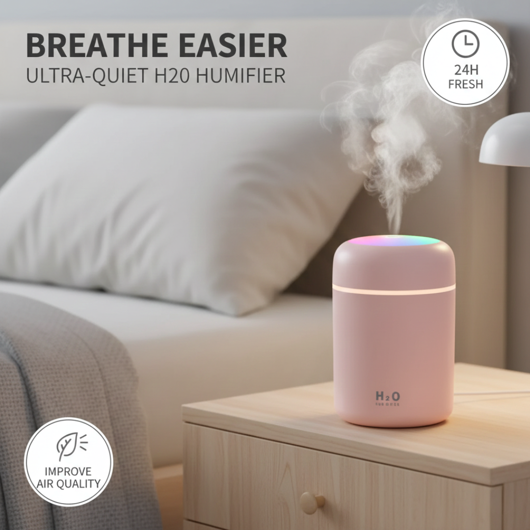 USB Non Rechargeable Mini Air Humidifier for Bedroom – High Power, Ultra-Quiet, with Color Lights