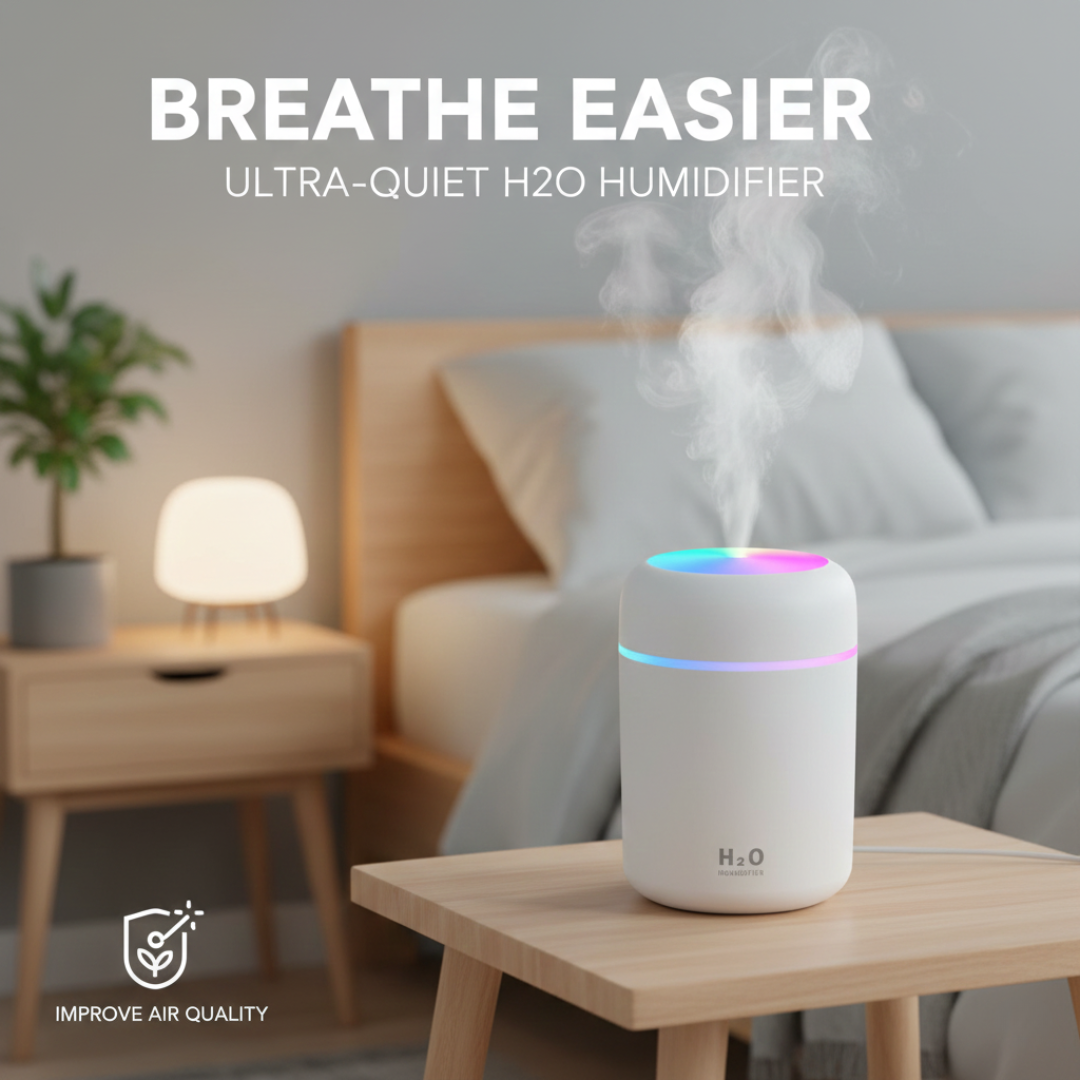 USB Non Rechargeable Mini Air Humidifier for Bedroom – High Power, Ultra-Quiet, with Color Lights_img_1