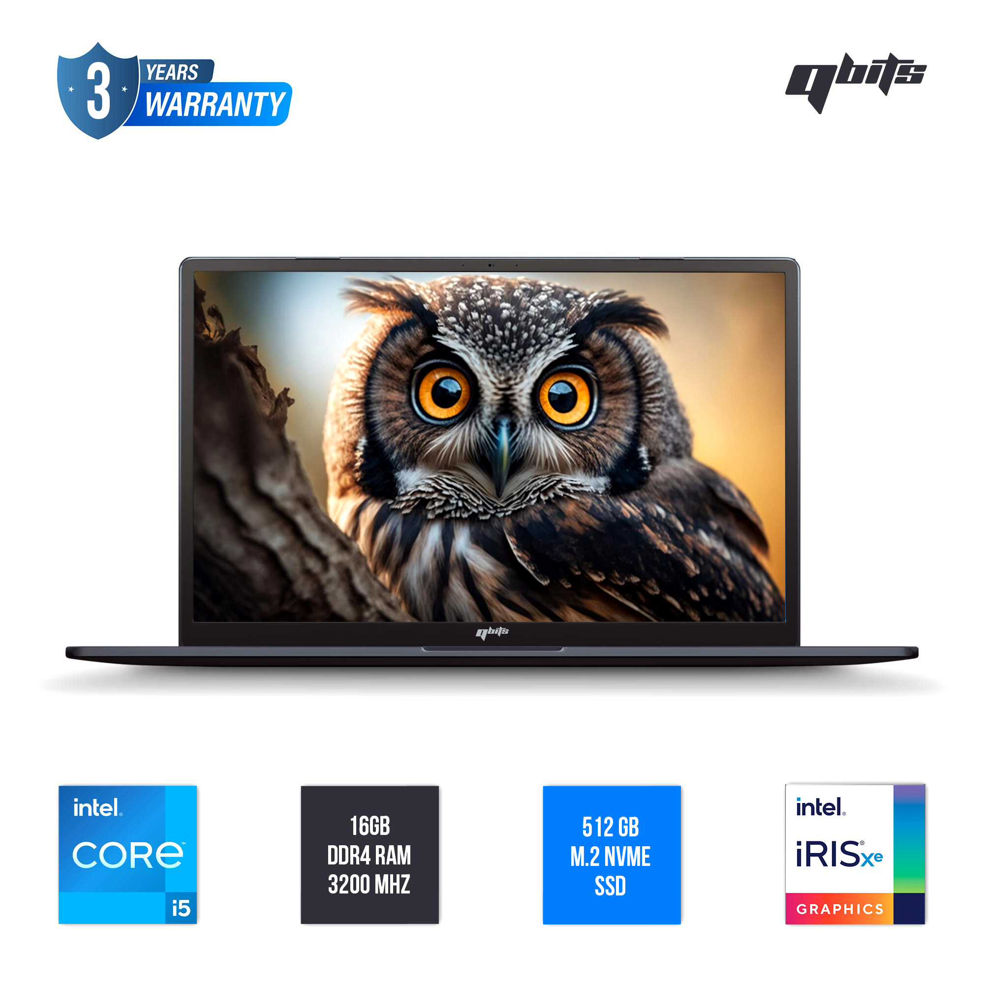 Qbits Sigma X2 Laptop Intel® Core™ i5-1240P (4.40 GHz 12 MB Cache) with 8 GB RAM and 500GB M.2 Western Digital NVMe SSD