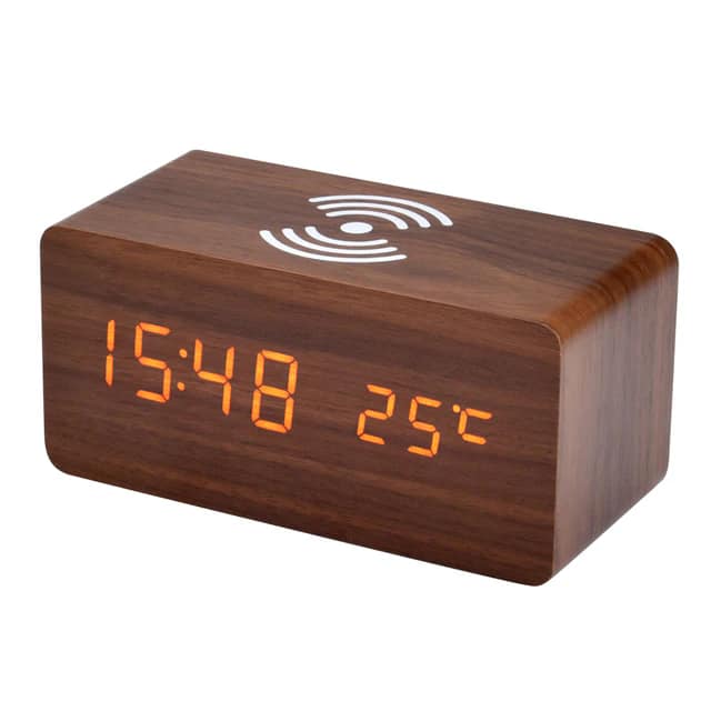 Wooden LED Clock with Wireless Charging (P-158)_img_1