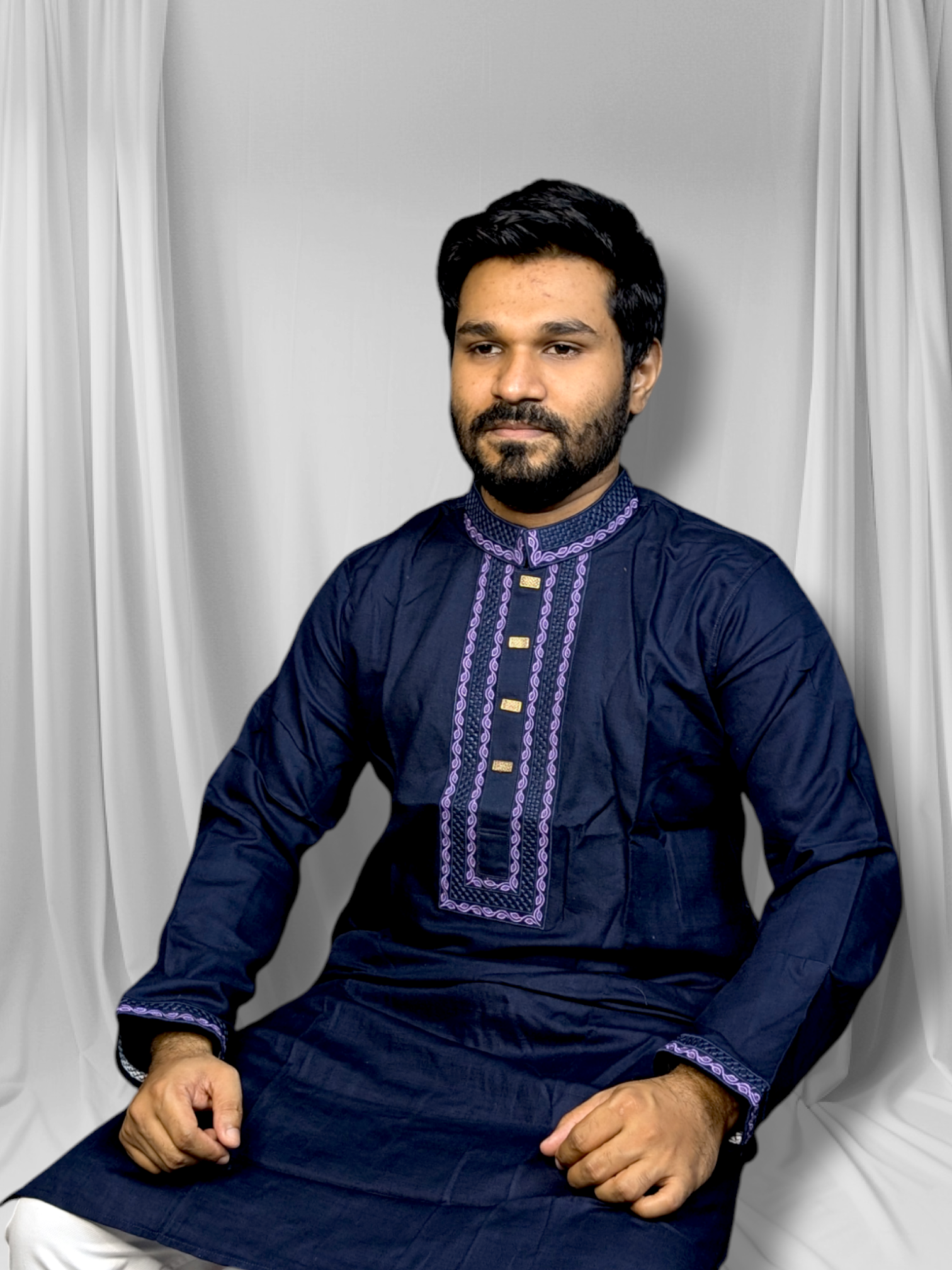 Elite embroidered panjabi nevy blue color