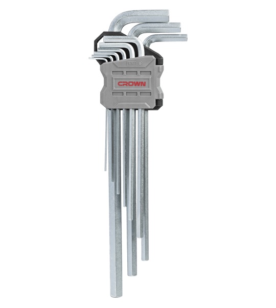 CROWN Professional 9pcs Hex key set ( Short | Long | Extra Long ), Flat head, CR-V, 9pcs; CPHOK-HMAX09_img_12