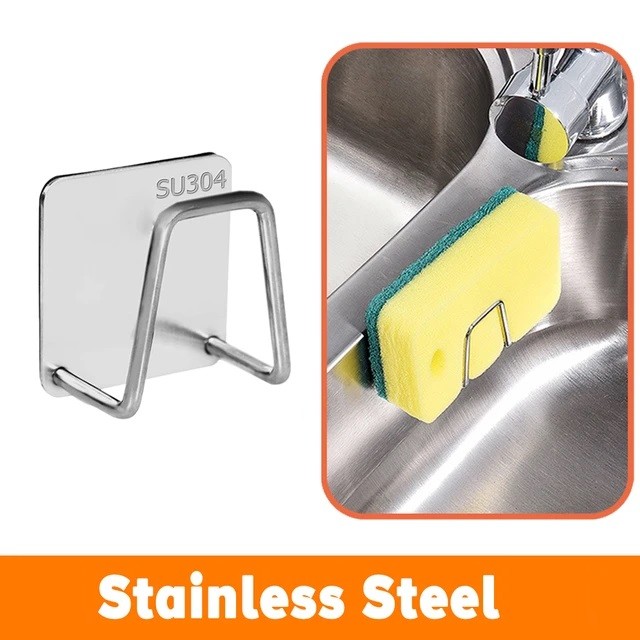 Stainless steel Kitchen Sink Sponges Holder Adhesive Hook-1Pcs