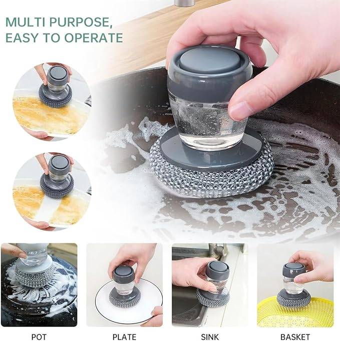 2 in 1 Soap Dispensing Palm Dish Cleaning Brush