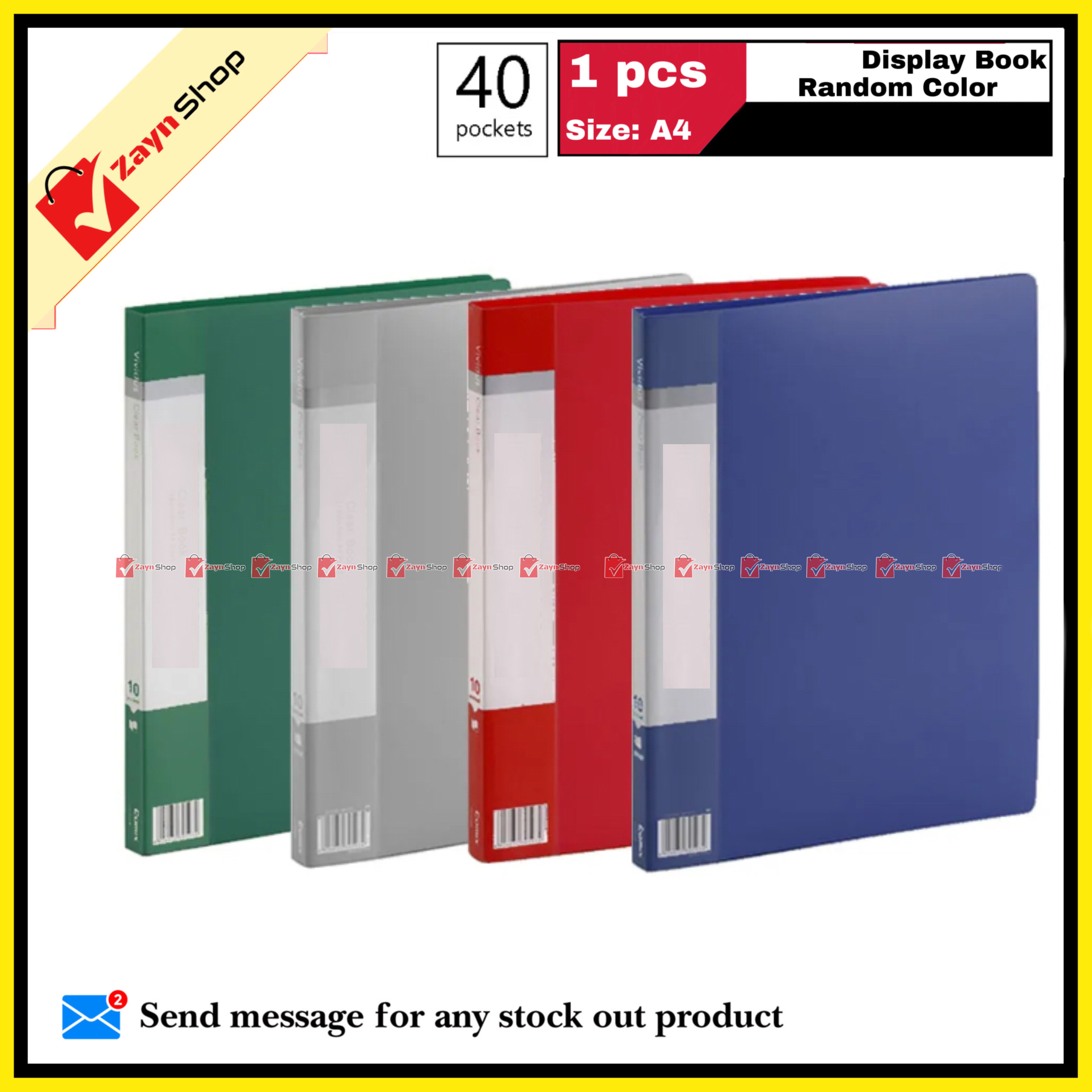 Display Book 40 Pocket Thin Plastic File Folder Display Presentation Book, A4 Size Random Color 1pcs - Innovative Design - Organize with Style_img_0