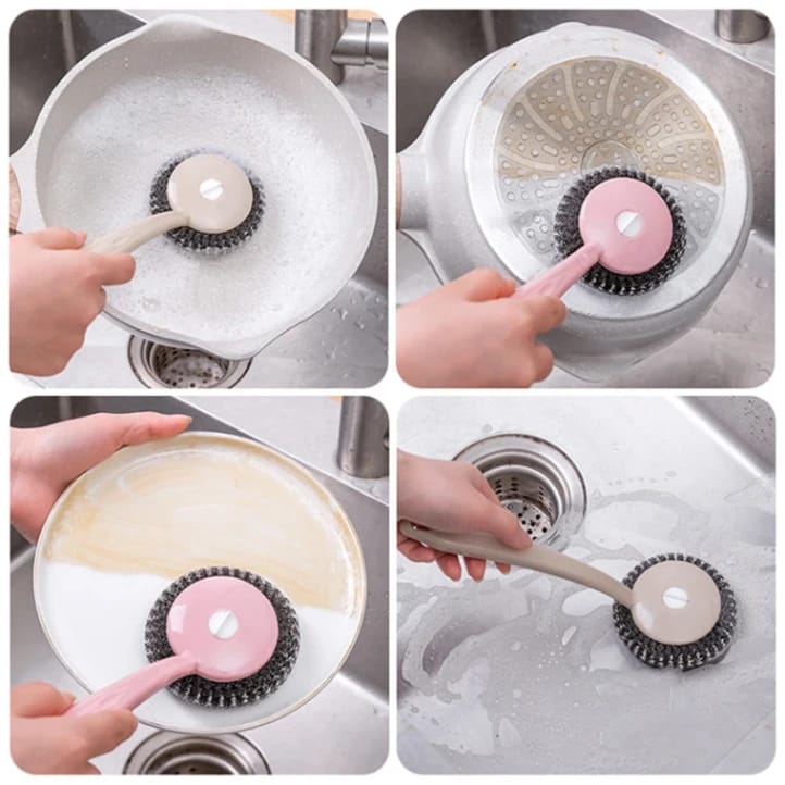 Long Handle Stainless Steel Wire Dishwashing Cleaning Brush