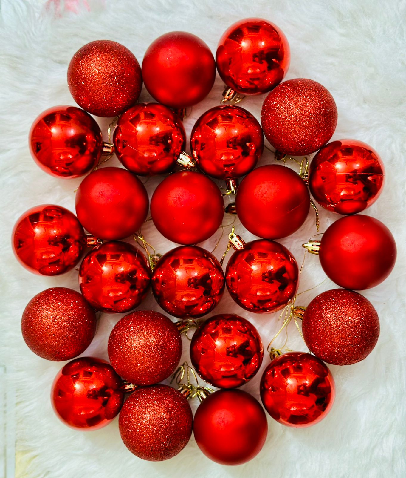24 pcs set of red Christmas ornaments
