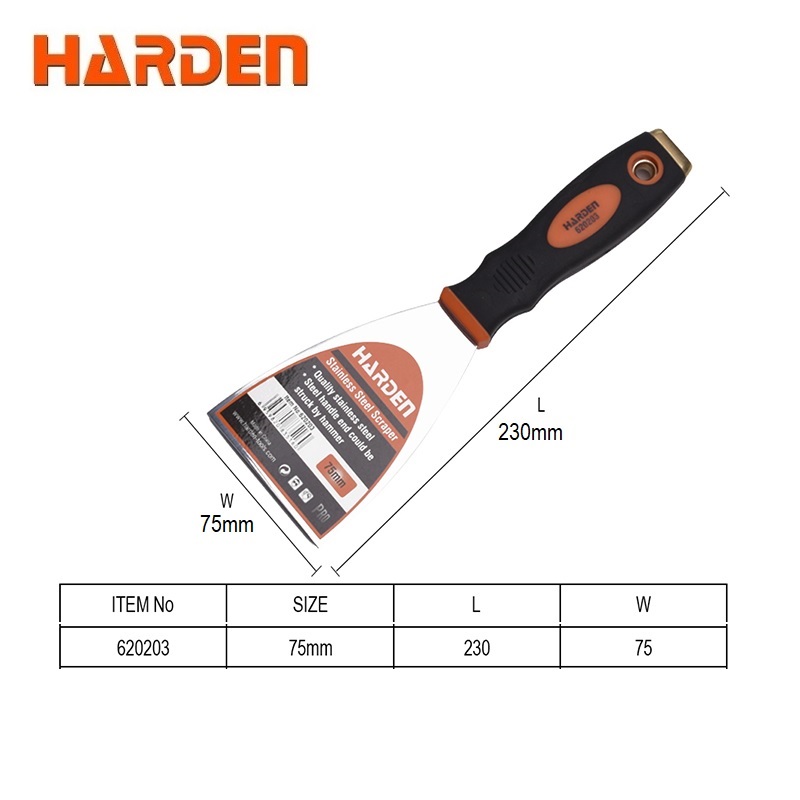 HARDEN Scraper Fiberglass Handle (50mm | 75mm | 100mm) Stainless Steel Scrapper; 620202 | 620204 | 620205_img_4