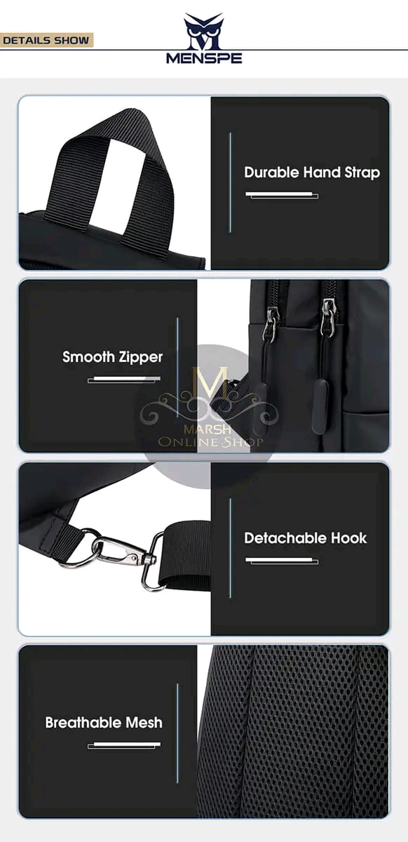 ๐ฅMENSPE Men's Chest Bag Cross Body Bag Pouch Bag Travel Shoulder Bag_img_7