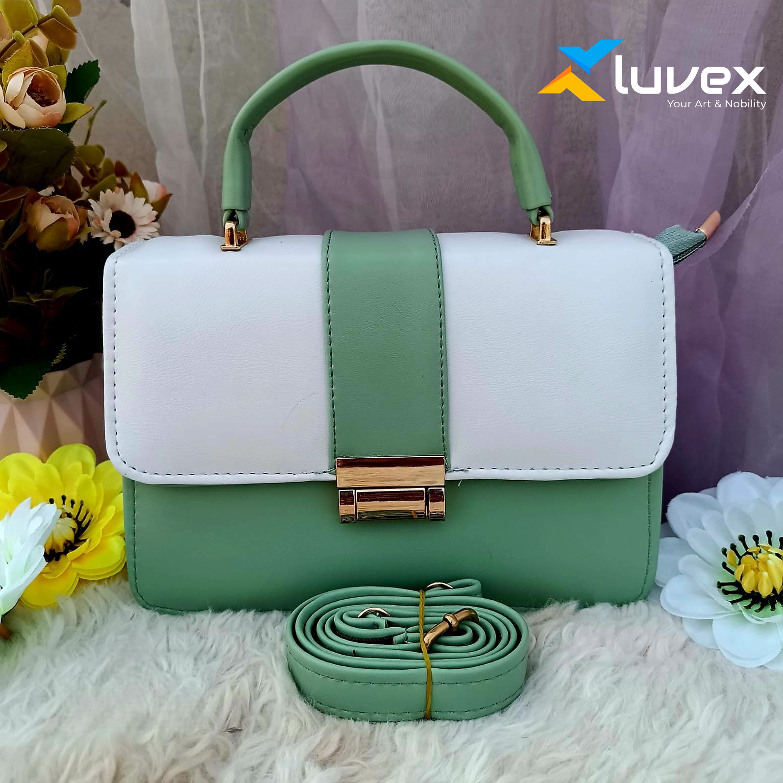 Premium China Leather Bag Green