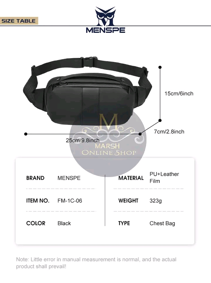 💥MENSPE Men Chest Bags Waist Pack Cross Body Bags_img_6