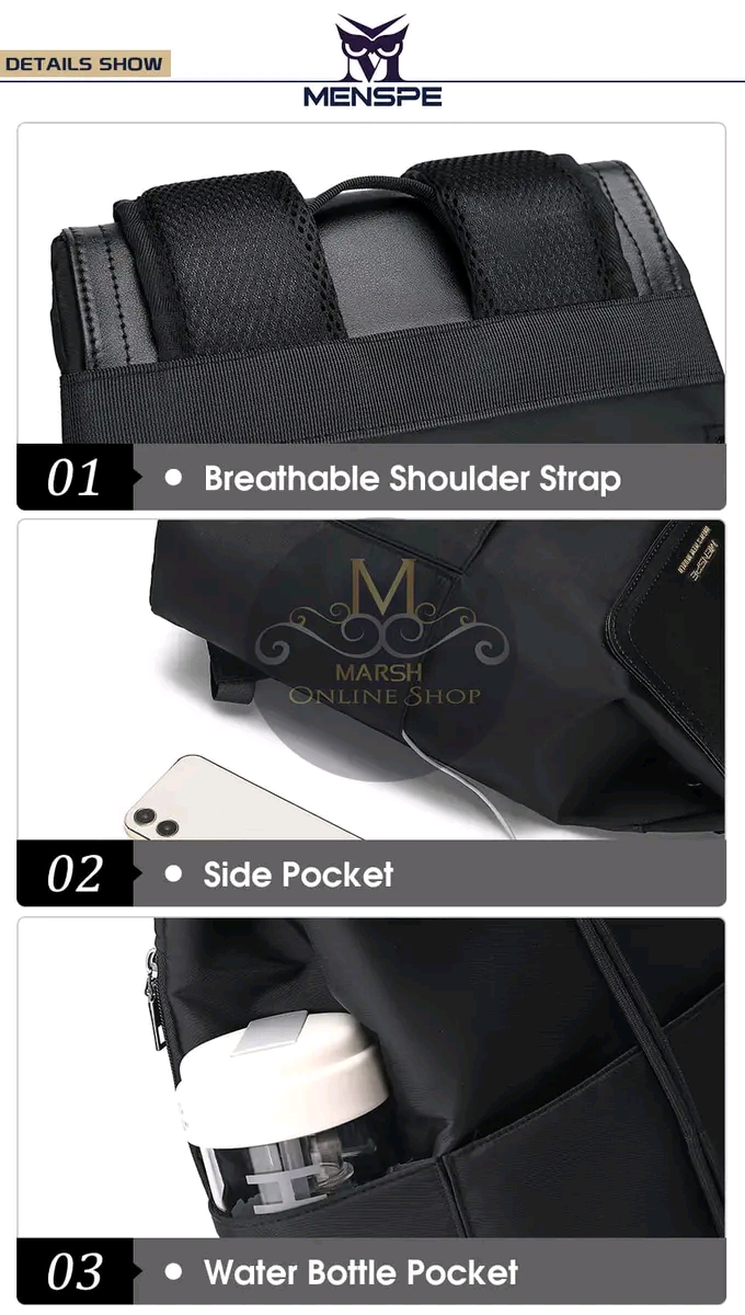 MENSPE Men Laptop Backpack Large Capacity Business Bag College Backpack Waterproof Travel Backpack_img_8