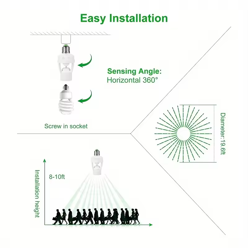 PIR Motion Sensor Bulb Holder (E27, 240V) thumbnail 3