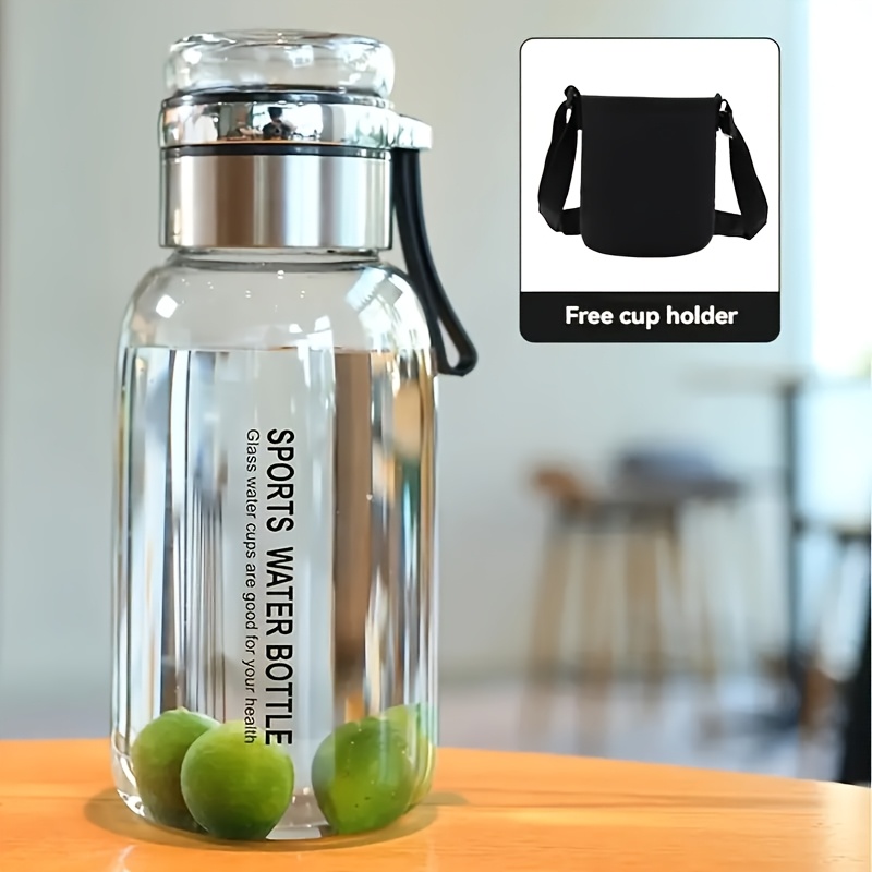 Sports Glass Water Bottle with cup holder 750ml