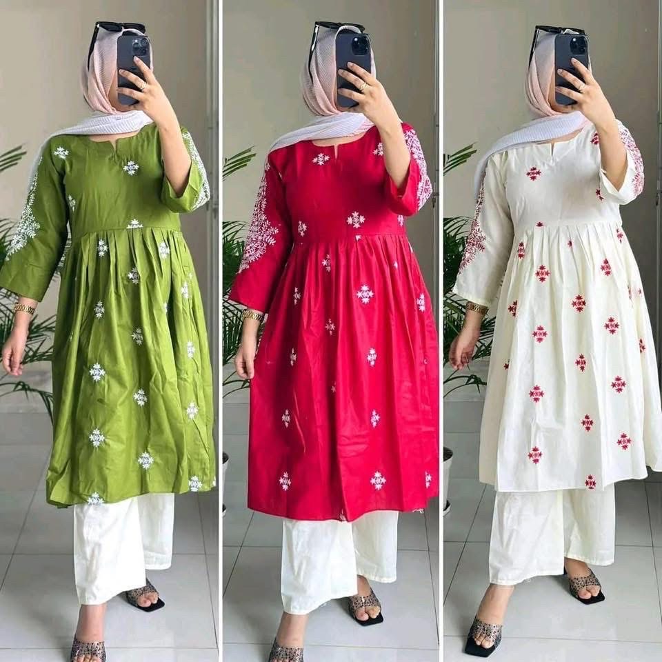Premium Cotton Embroidery Two Piece