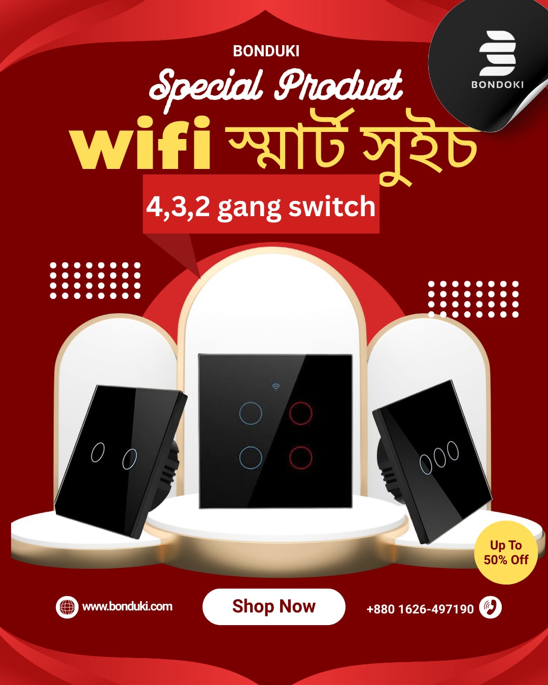 Tuya Smart Wall Switch (1–4 Gang) | App + Bluetooth + Touch + RF Remote + Regulator & Socket