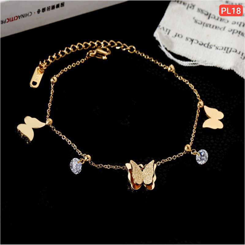 Hanging Butterfly And Hanging Stone Anklet Payel PL18Materials : Stainless Steel Color Guarantee🌸_img_1