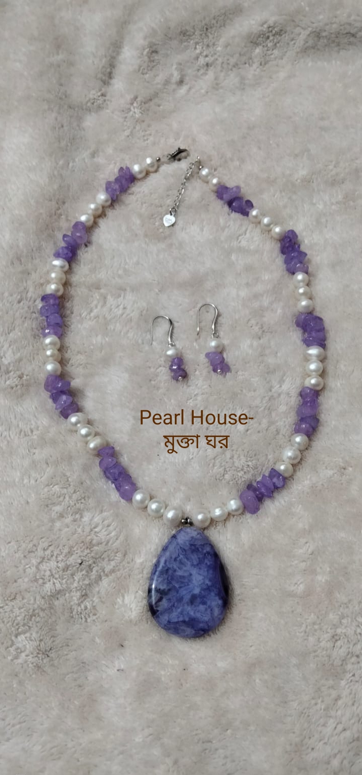 Pearl & coral stone combination neckpiece_img_0