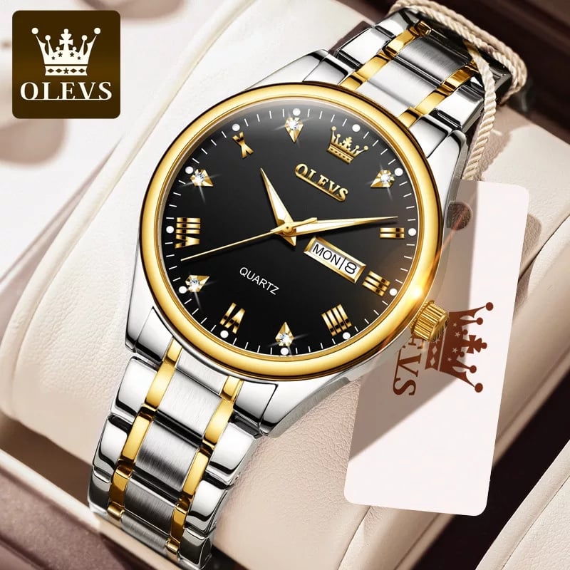 Olevs Luxury Men’s Quartz Watch(White,Black-White, Gold, Black-Gold)