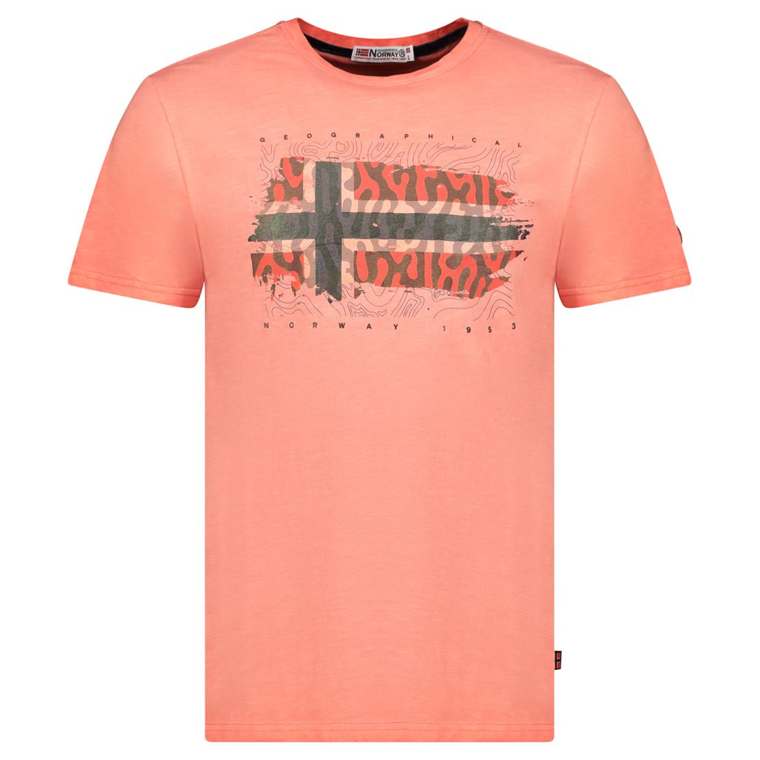 T-Shirt Men Short Sleeve with Coral Flag