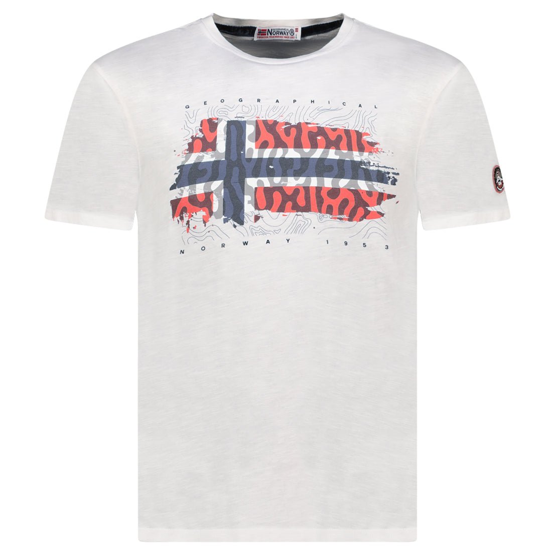 T-Shirt Men Short Sleeve with White Flag