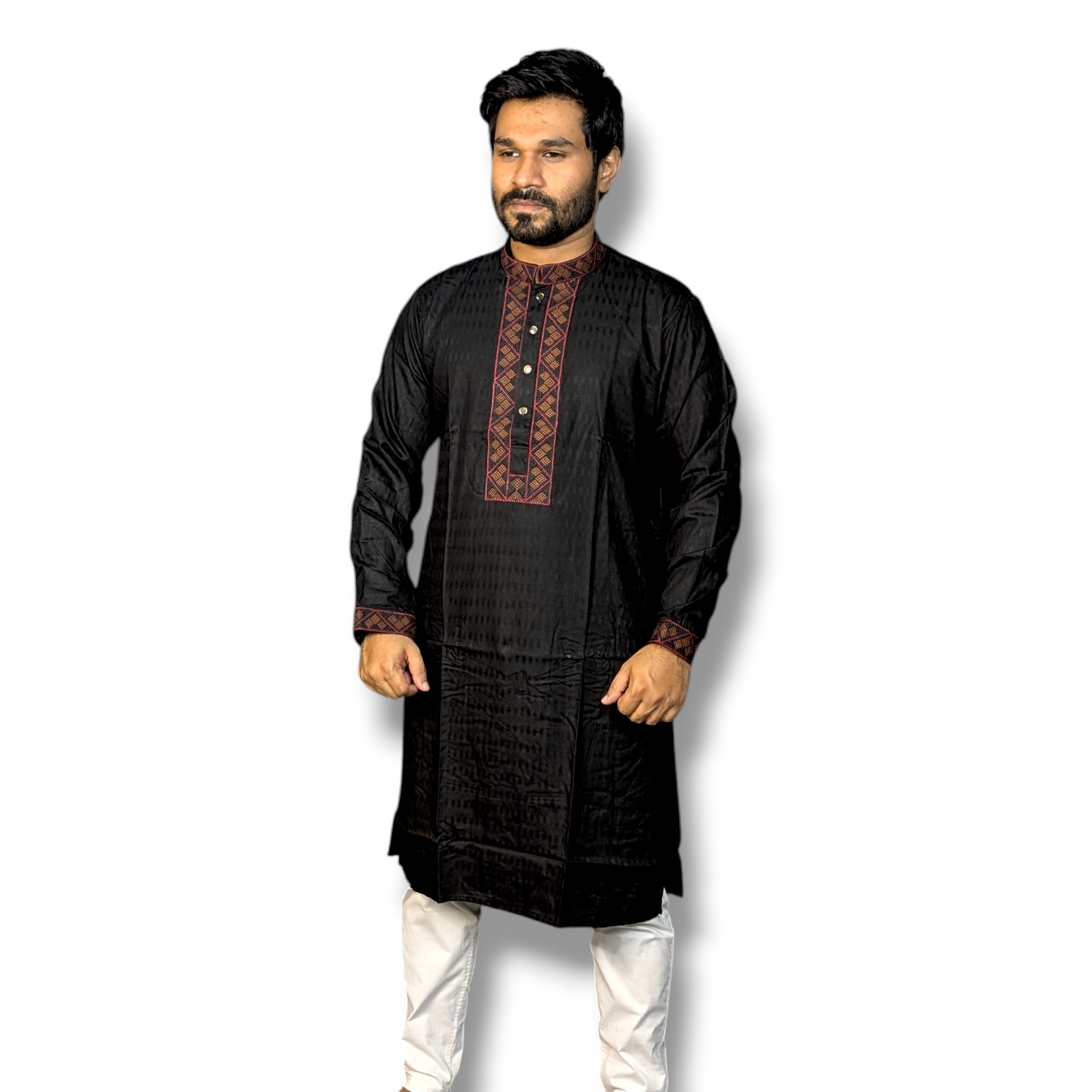 Elite embroidered panjabi black color_img_1