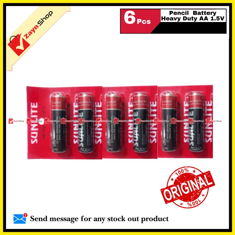 Sunlite Pencil Battery Heavy Duty AA 1.5V 6 pcs_img_0