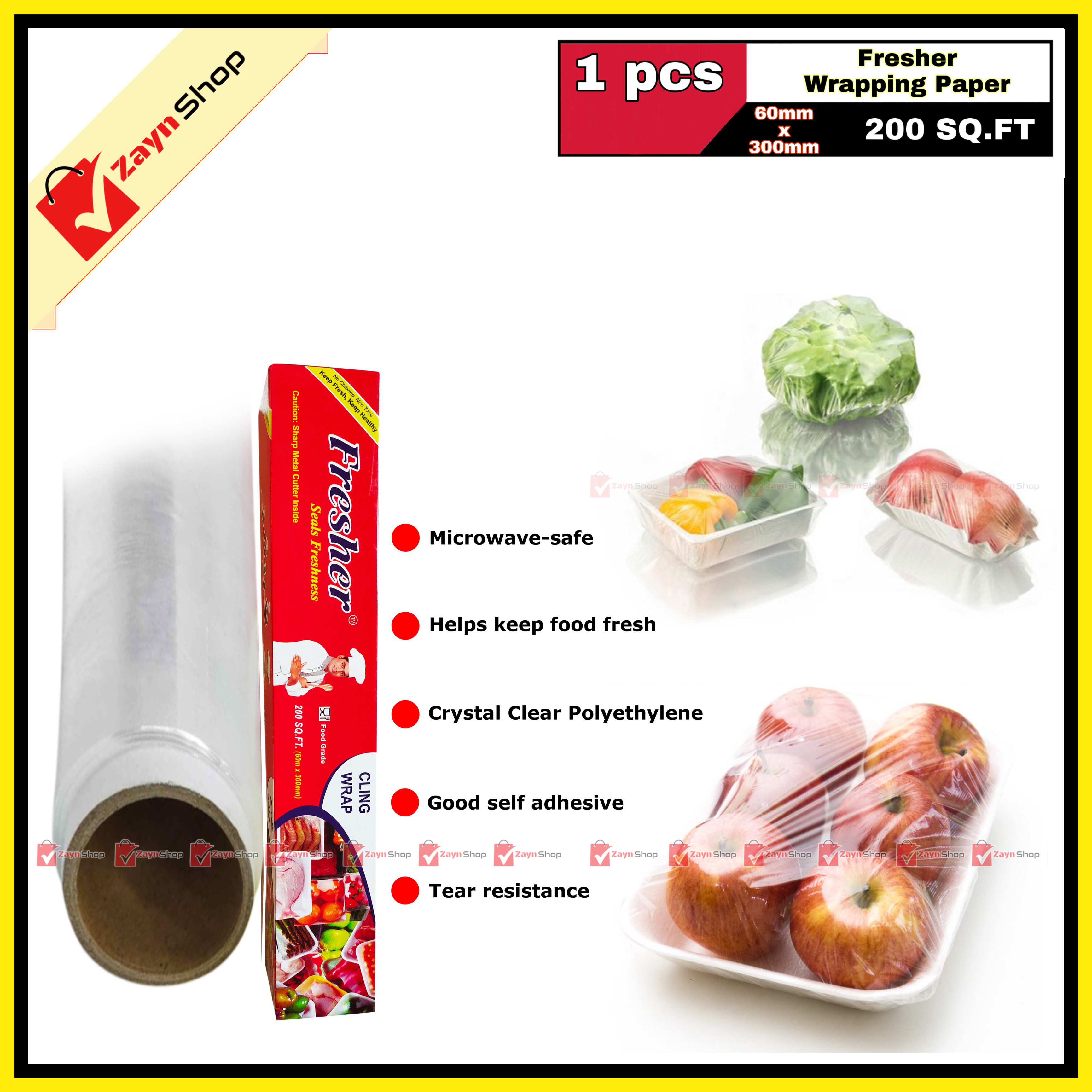 Fresher Plastic Stretch Wrapping ploy paper (200 SQ.FT) for keeping Food fresh Food grade-1 Roll_img_0