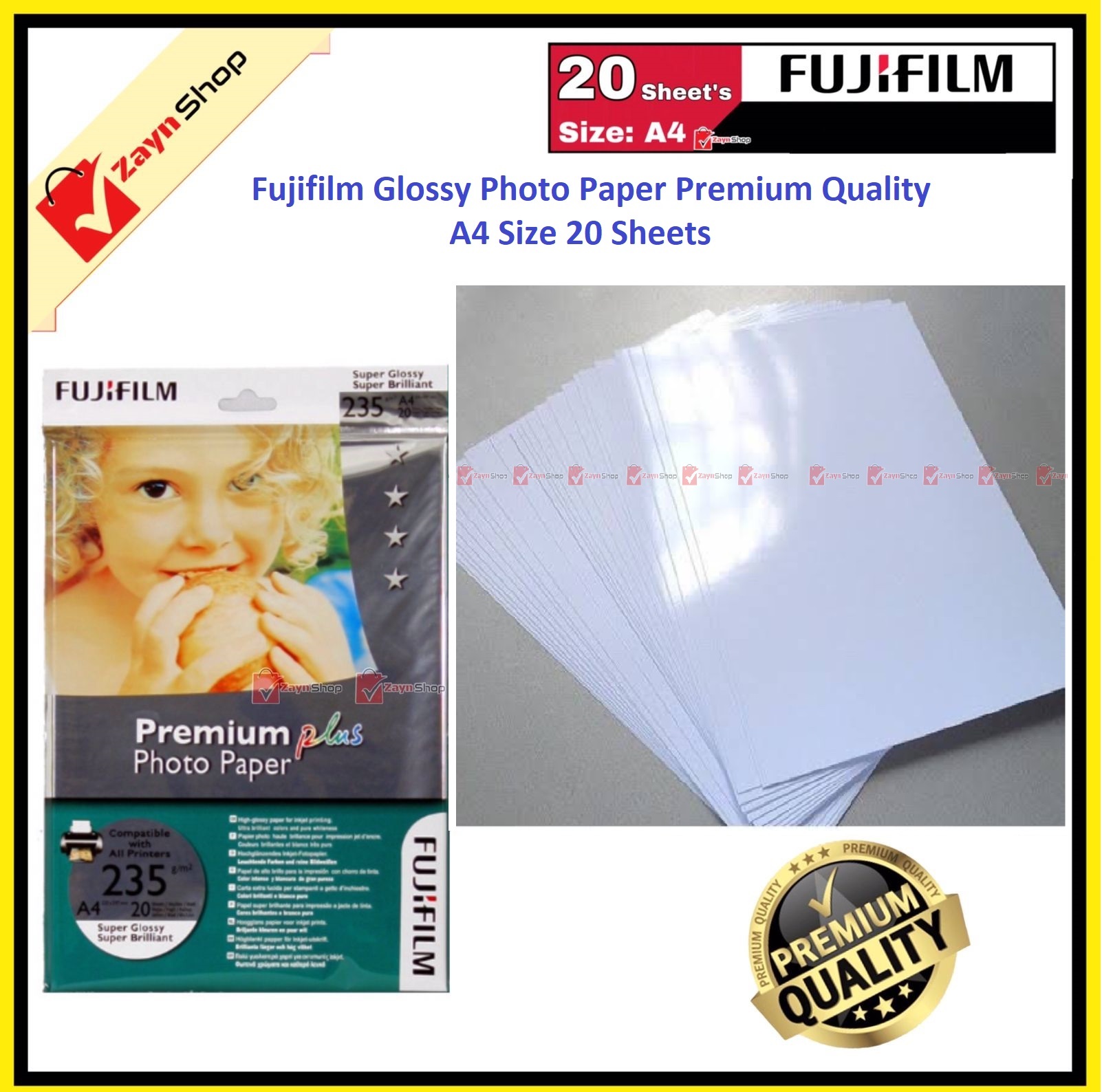Fujifilm Glossy Premium Quality Photo Paper A4 Size 20 Sheets_img_5