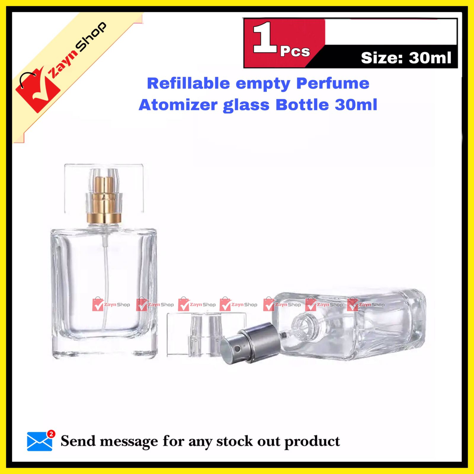 Empty Perfume Atomizer Refillable Spray 30ml Bottle 1pcs - Transparent Glass Square Shape - Very Comfortable and Fashionable_img_2