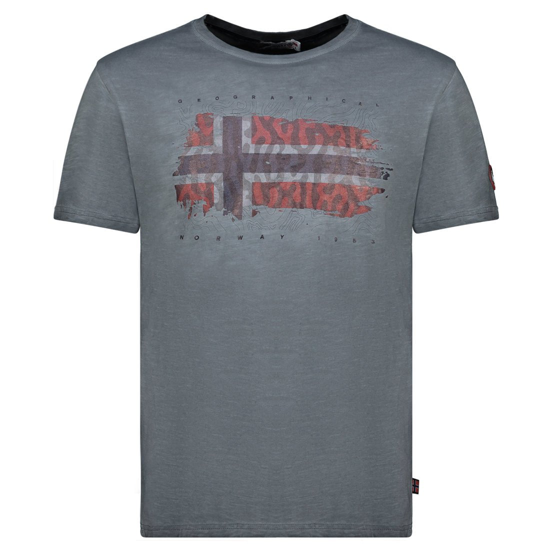 T-Shirt Men Short Sleeve with Dark Grey Flag