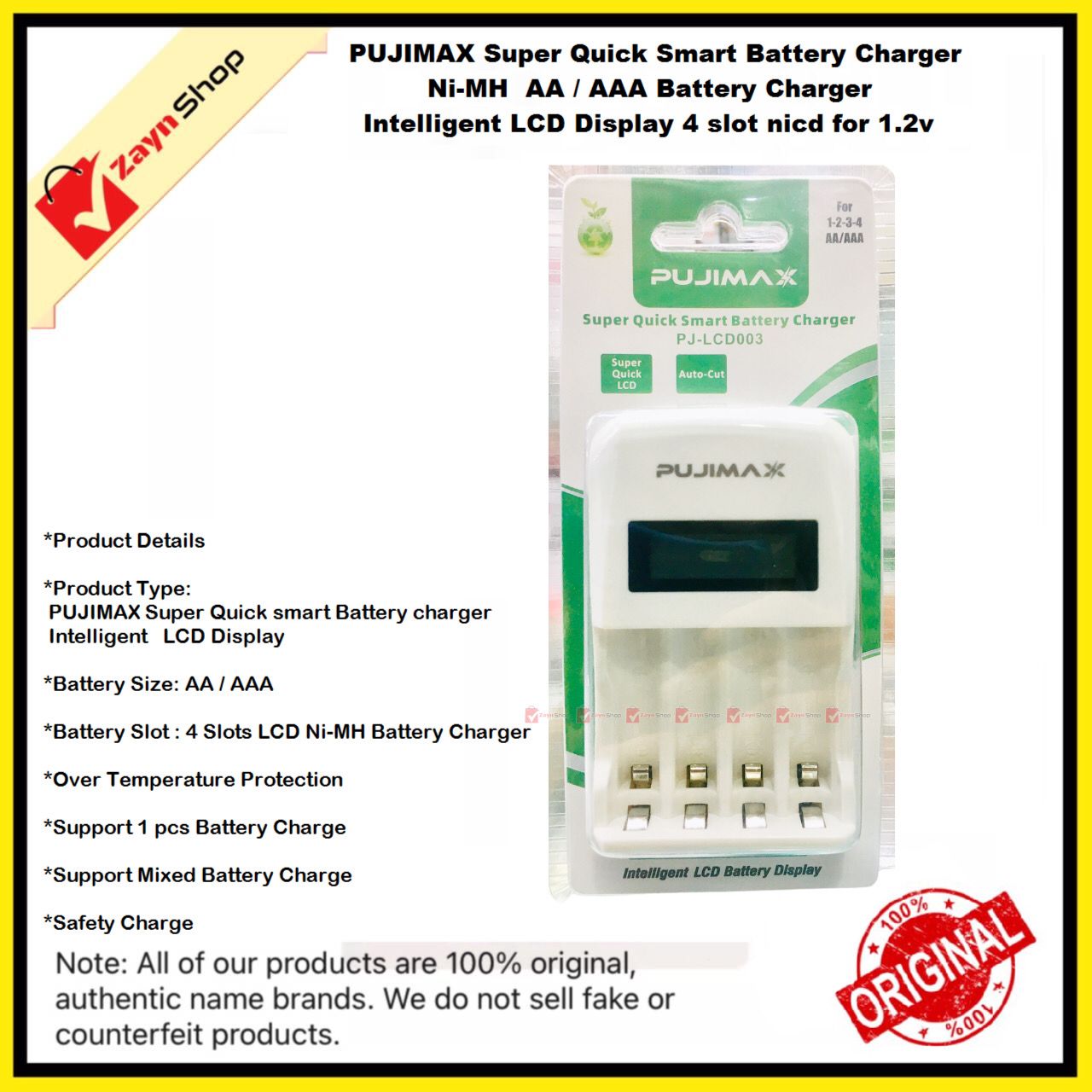 PUJIMAX Super Quick smart Battery charger Ni-MH AA / AAA battery charger Intelligent LCD Display 4 slot nicd Rechargeable Battery Charger 1.2v_img_0