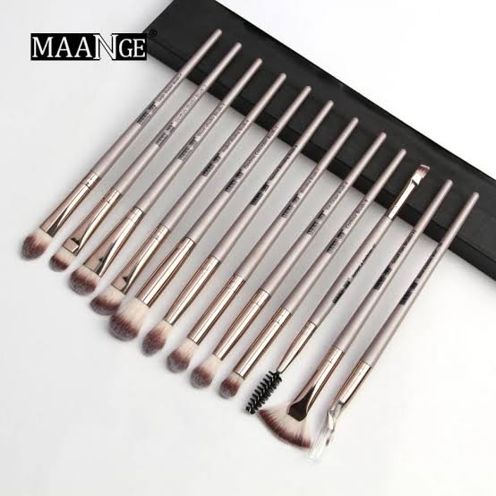Maange 12ps Eye Brush Set (Silver)