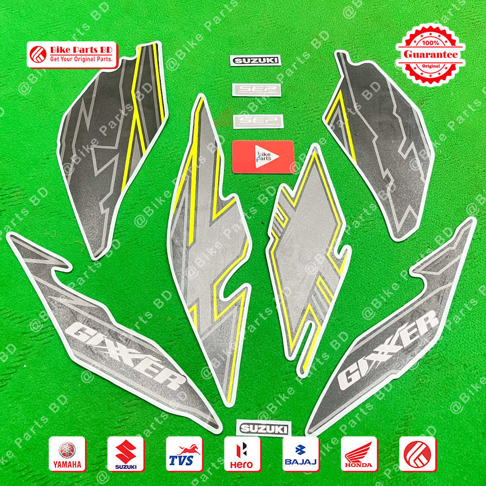 Full Set Sticker for Suzuki Gixxer (New Model, Black & Green) bike. thumbnail 2