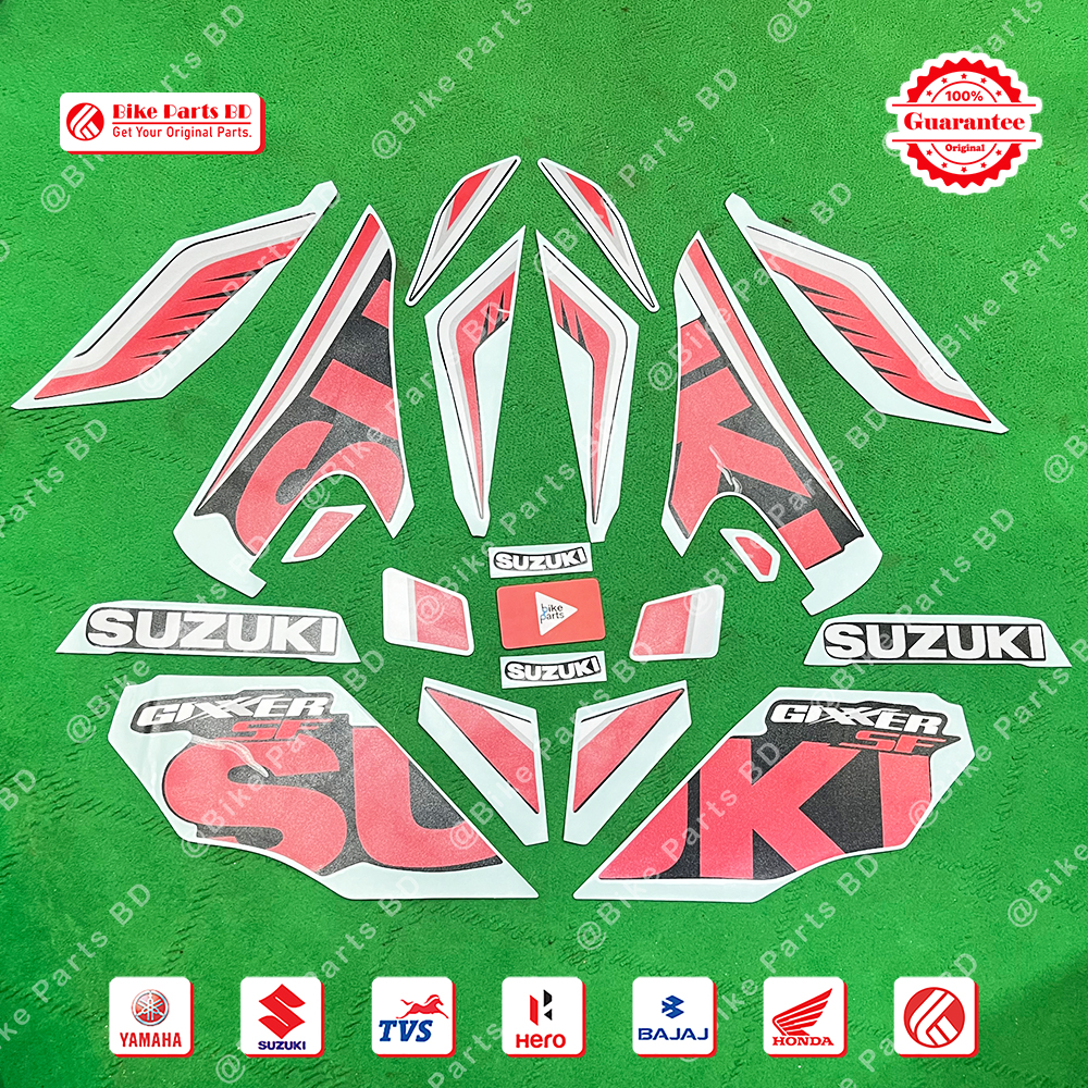 Full Set Sticker for Suzuki Gixxer SF (Old Model, Black & Red) bike.