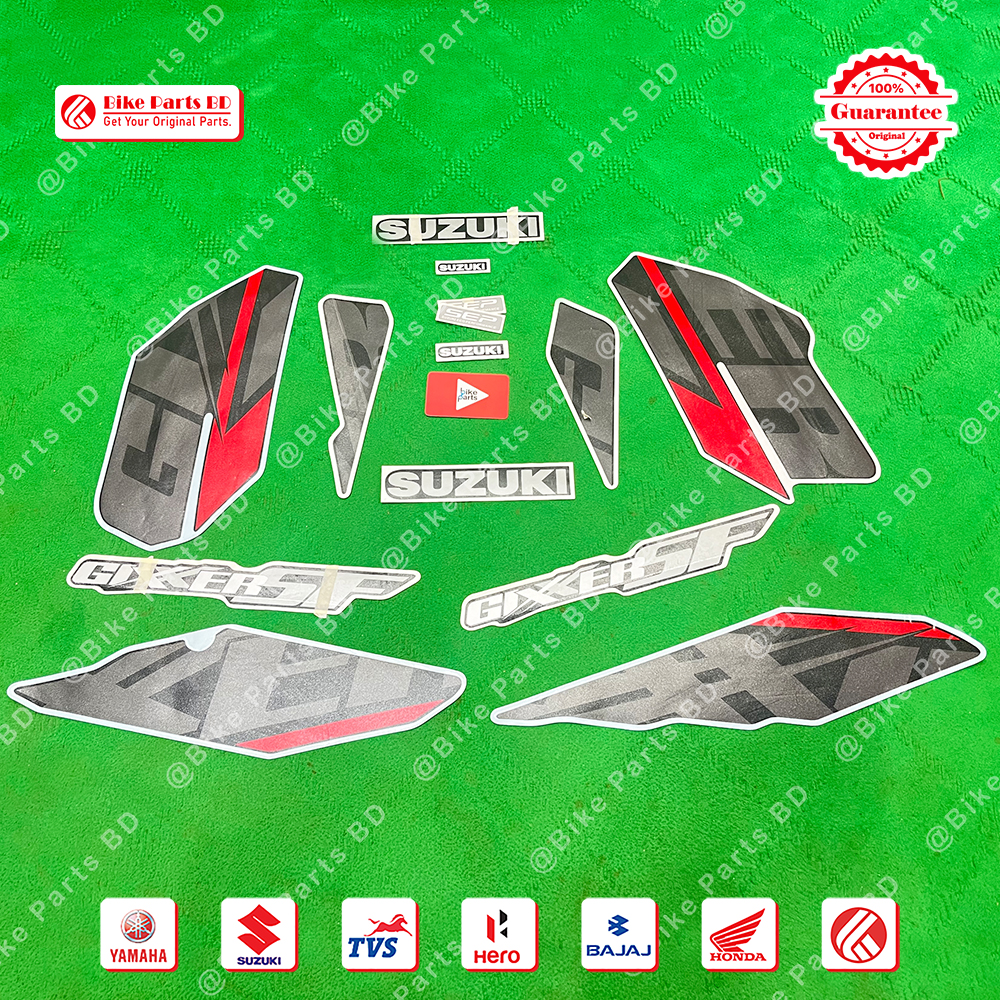 Full Set Sticker for Suzuki Gixxer SF (Black & Red-New Model) bike.