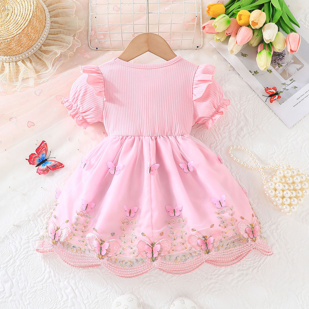 Baby Girl Sweet Pink Butterfly Tulle Princess Dress (6 months to 3 years)_img_2
