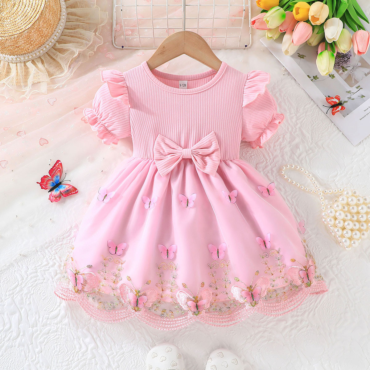 Baby Girl Sweet Pink Butterfly Tulle Princess Dress (6 months to 3 years)_img_1