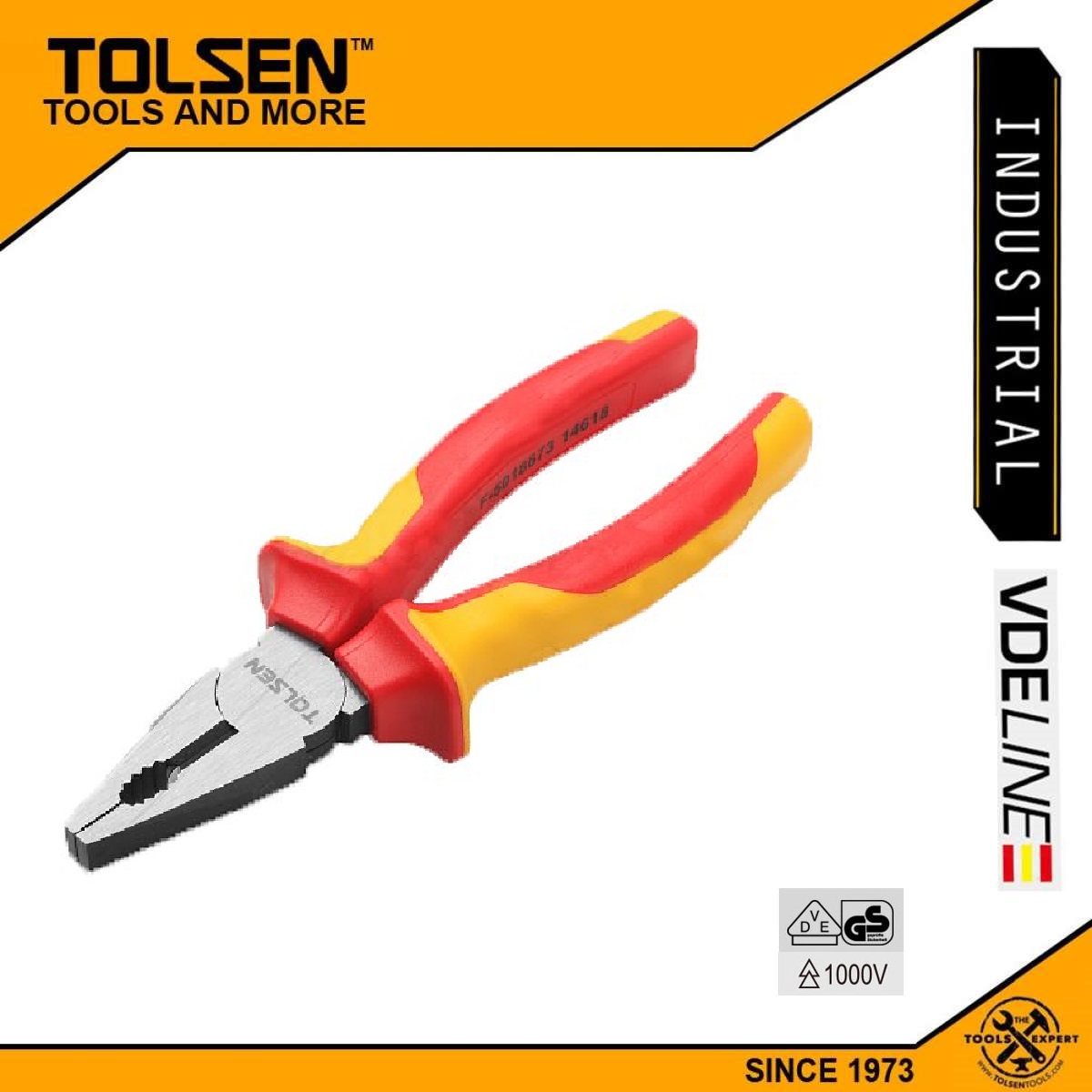 Tolsen 8" VDE 1000V Insulated Combination Pliers 200mm Model: V38118