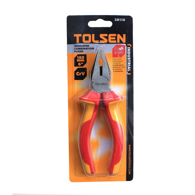 Tolsen 8" VDE 1000V Insulated Combination Pliers 200mm Model: V38118_img_1