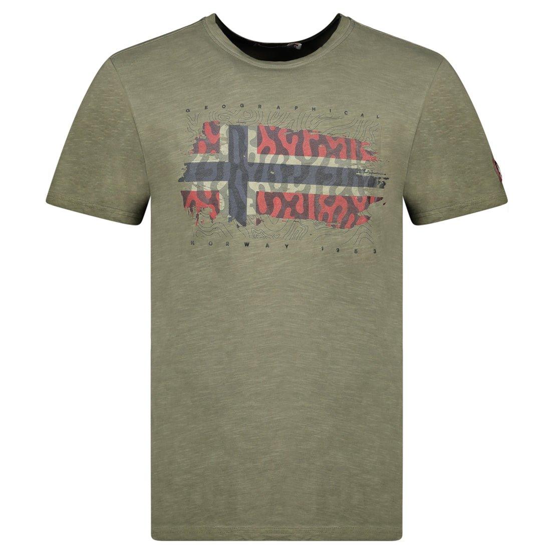 T-Shirt Men Short Sleeve with Olive Flag