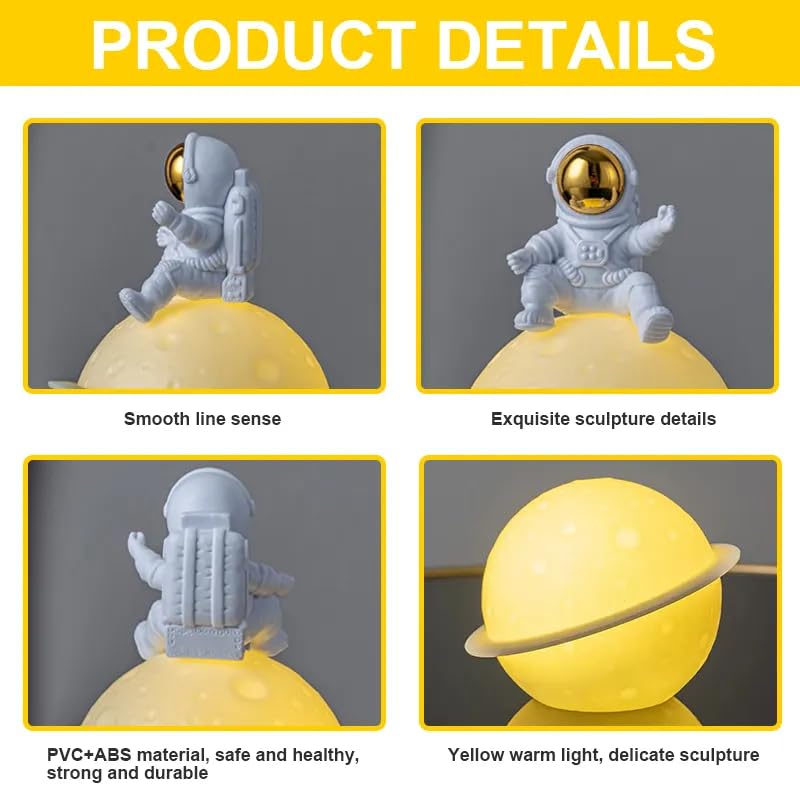 Astronaut-themed LED night light with 3D moon design - Battery Operated_img_3