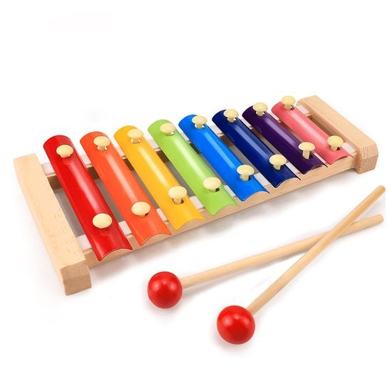 Kids Wooden Rainbow Xylophone – Musical Educational Toy