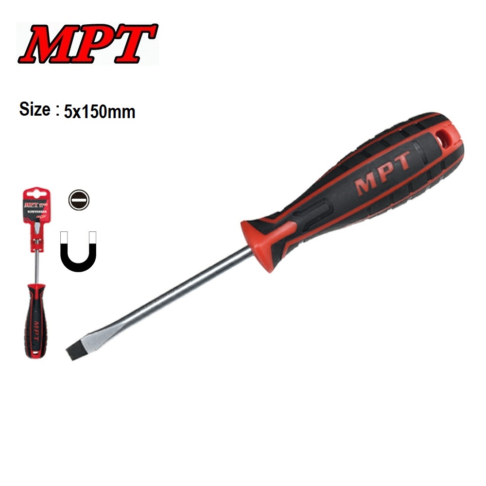 MPT Screwdriver, Flat, Cr-V, Slotted ( 3x75 | 3x100 | 5x75 | 5x100 | 5x150 | 6x38 | 6x100 | 6x125 | 6x150 | 8x150 | 8x200mm ) MHA01001_img_5
