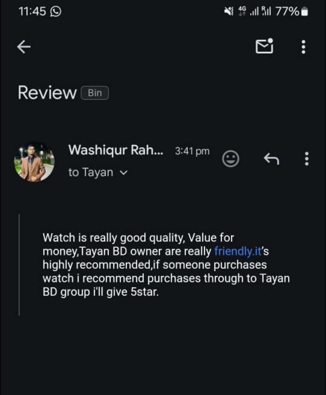 Customer review