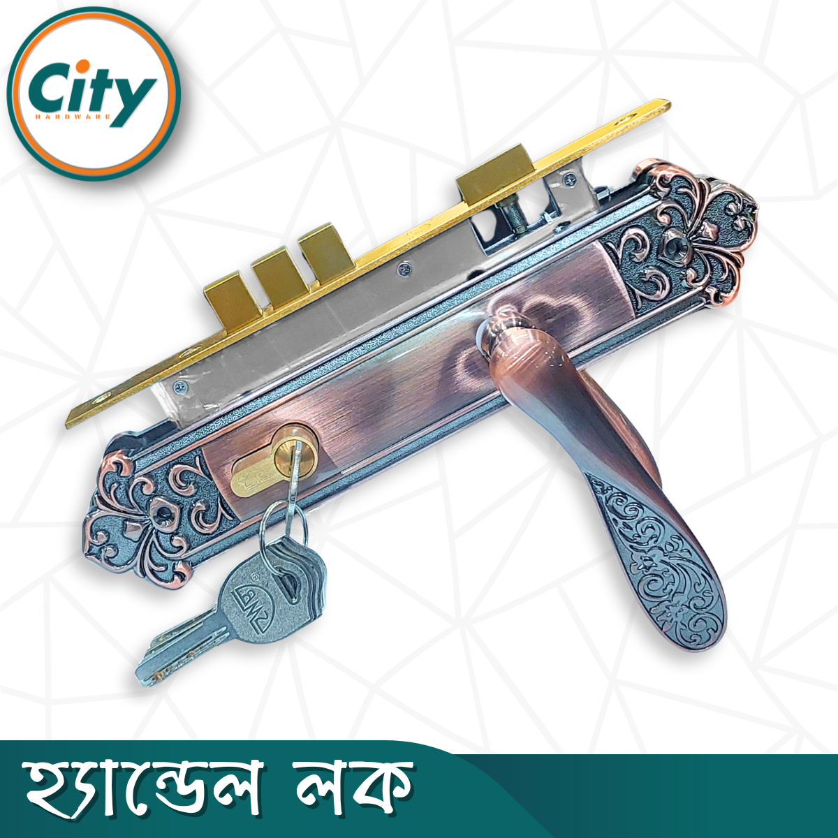উচ্চ সুরক্ষা স্ট্যান্ডার্ড সাইজের হ্যান্ডেল লক প্রধান দরজার জন্য লক অ্যান্টিক রঙের দরজার লক Door Lock_img_1