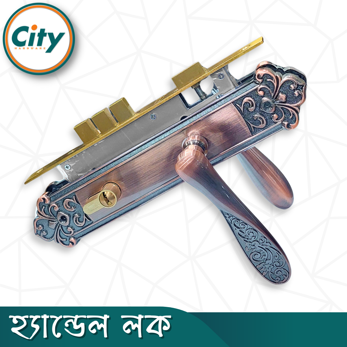 উচ্চ সুরক্ষা স্ট্যান্ডার্ড সাইজের হ্যান্ডেল লক প্রধান দরজার জন্য লক অ্যান্টিক রঙের দরজার লক Door Lock_img_2