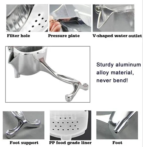 Heavy Duty Aluminum Hand Press Fruit Juicer | Manual Lemon, Lime & Orange Squeezer for Home & Kitchen (Silver) | Price in BD_img_2
