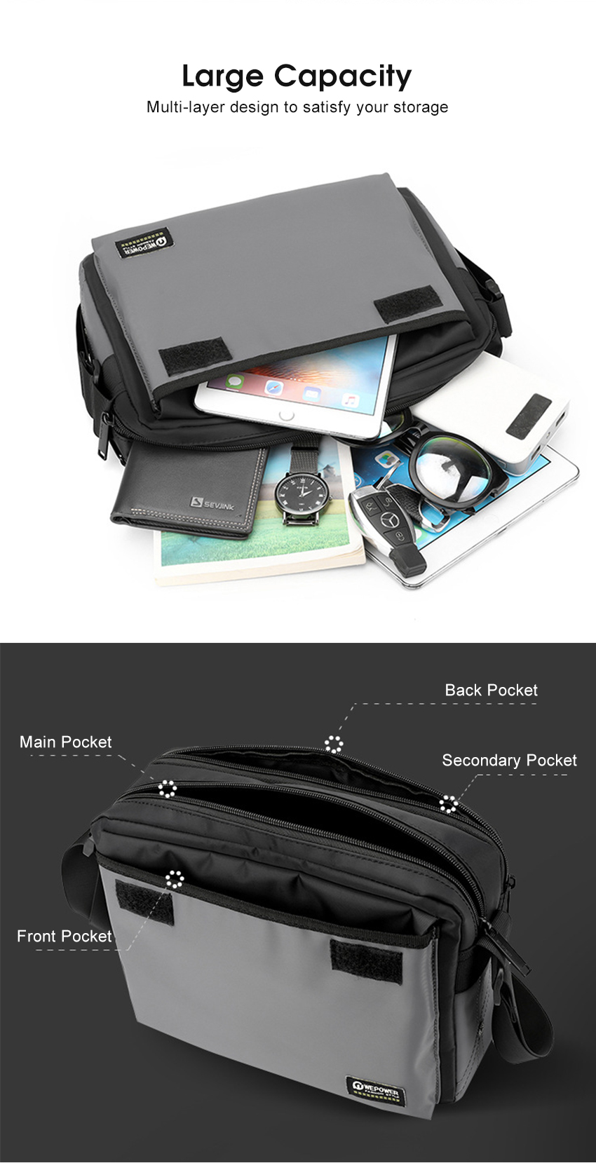 💥LouisWill Crossbody Bag Large Capacity Shoulder Bag Waterproof Anti-Thief Sling Bag Street Shoulder Bag_img_13